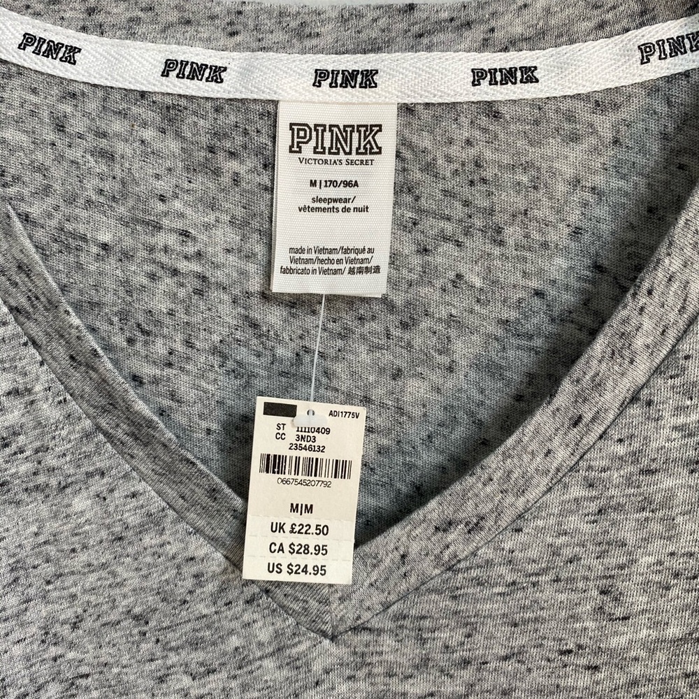 VS PINK Gray V Neck Tee Shirt - Picture 4 of 4